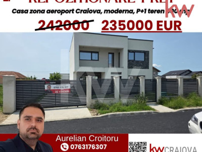 Casa zona aeroport Craiova, moderna,  parter si etaj teren 500 mp 