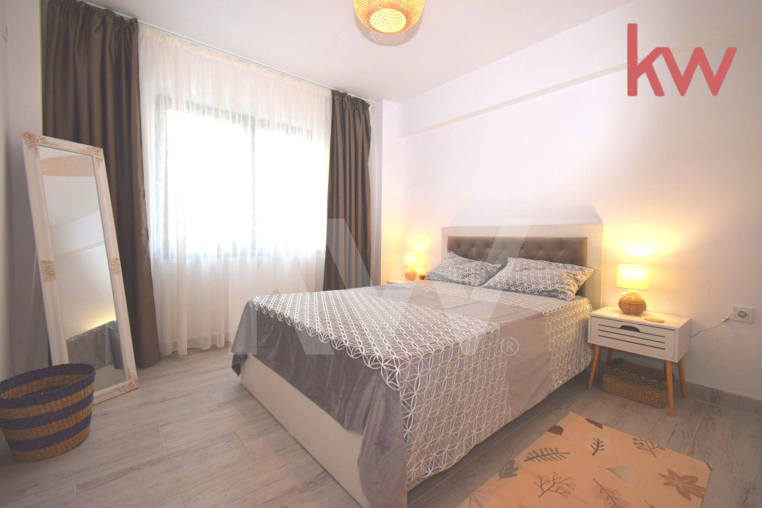 Apartament decomandat, bloc nou, loc de parcare, complet mobilat 